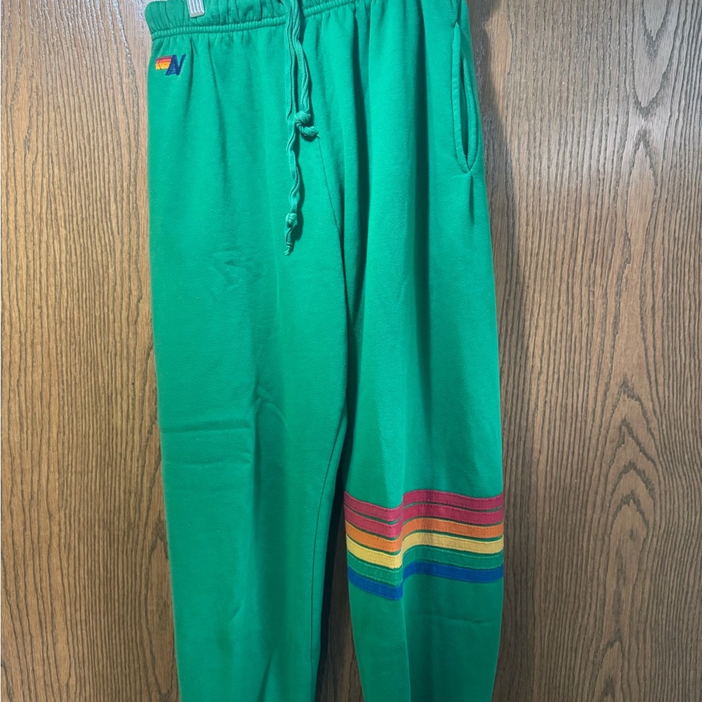 Kelly green aviator nation strip sweatpants